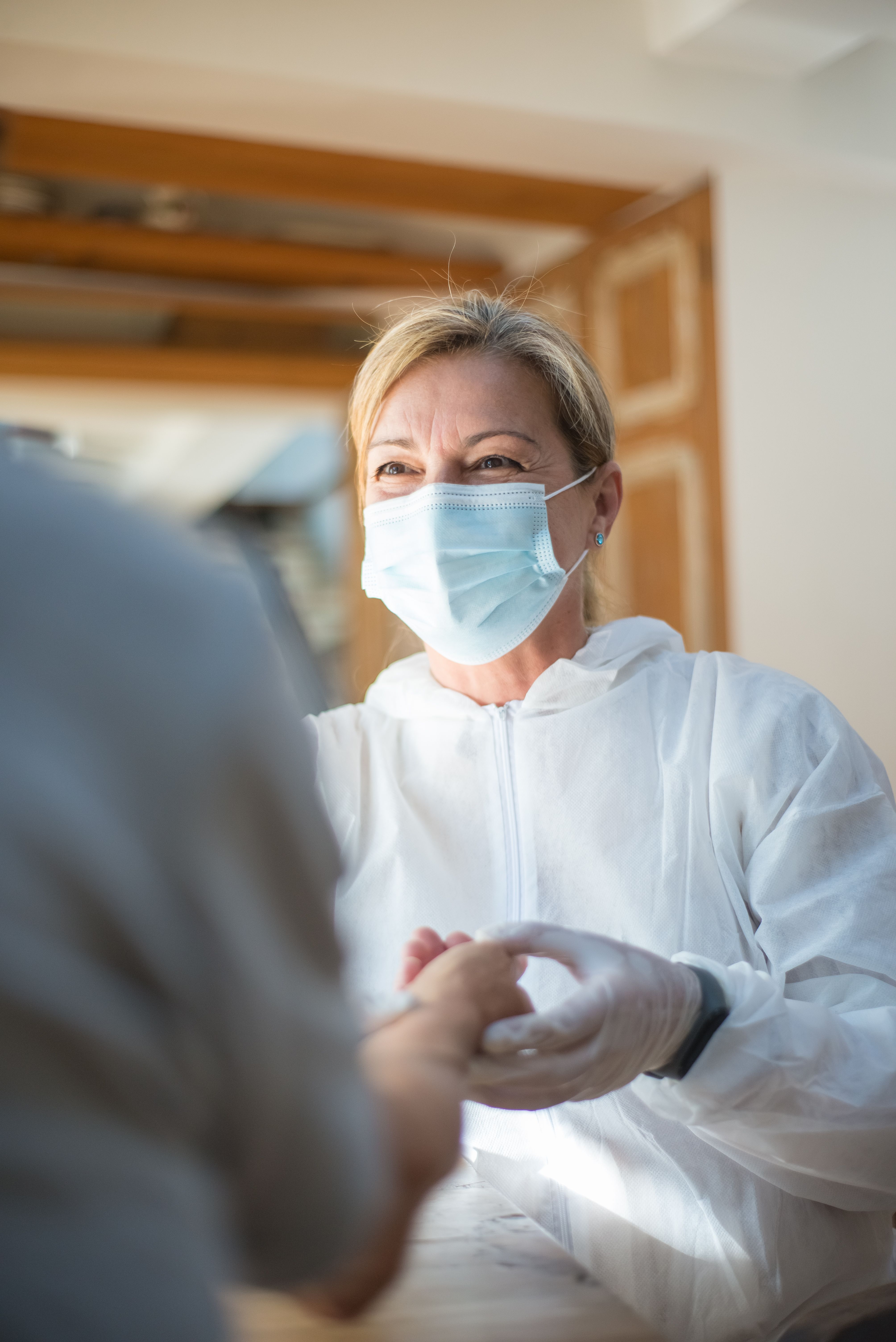 Caregiver providing respite support for a family at home